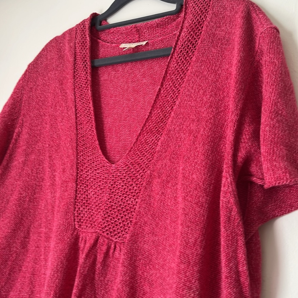 Eileen Fisher Women's 100% Linen V-Neck Tunic Short Sleeved Knit Top, Size XL - Picture 3 of 13